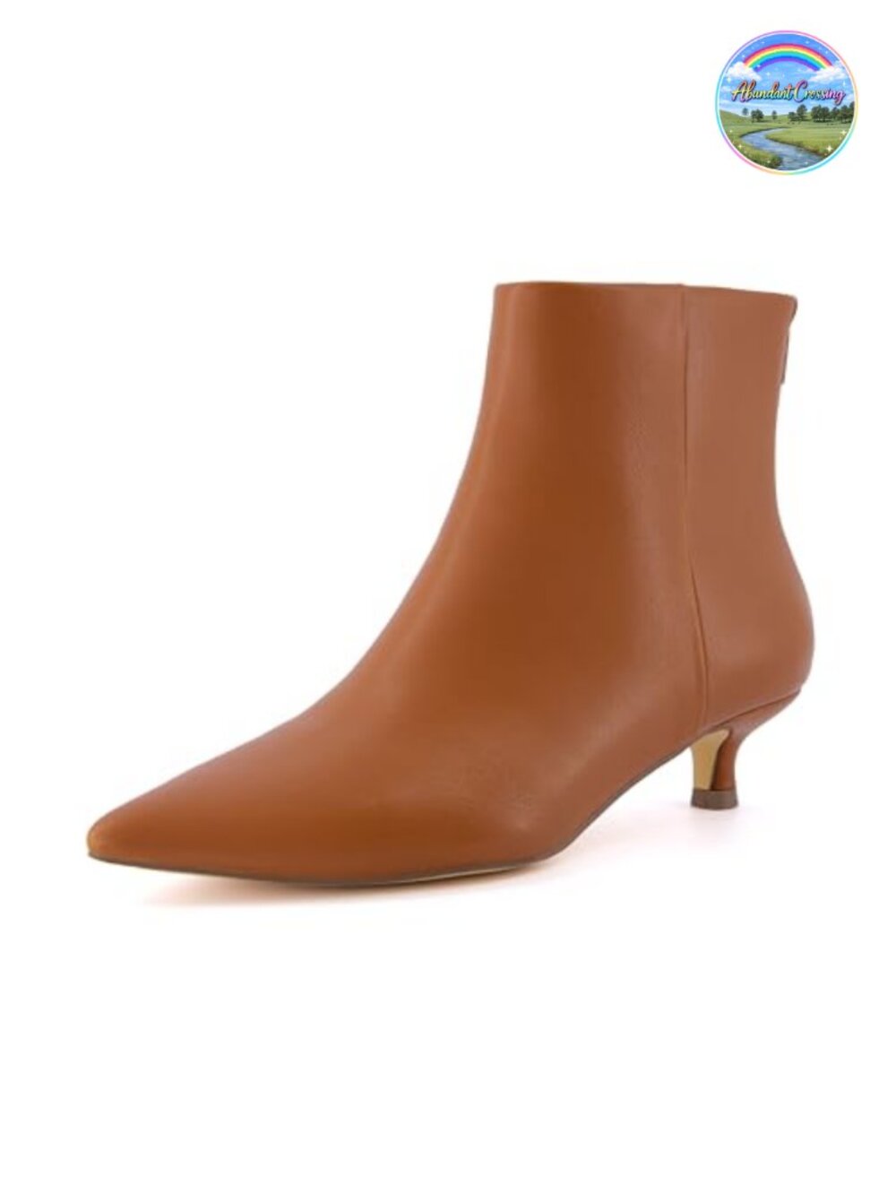Women's Pointed Toe Kitten Heel Bootie Vegan Leather Memory Foam